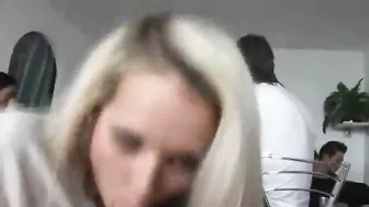 Drunk, horny teen girl gets fucked hard at home party, with explicit language and drunken moans.