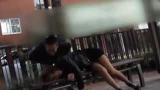 Drunk Guy Fucks passed out girl on bench with aggressive force