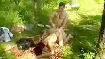 Drunk Russian teen gets pounded in a forest