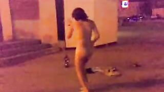 Drunk Russian teen goes wild, strips naked in public!