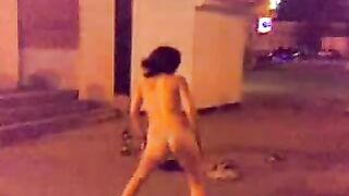 Drunk Russian teen goes wild, strips naked in public!