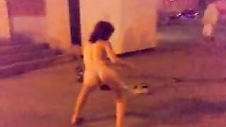 Drunk Russian teen goes wild, strips naked in public!