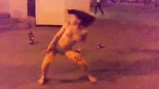 Drunk Russian teen goes wild, strips naked in public!