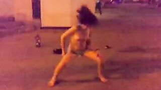 Drunk Russian teen goes wild, strips naked in public!