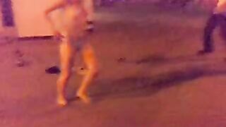 Drunk Russian teen goes wild, strips naked in public!