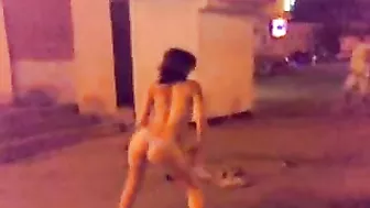 Drunk Russian teen goes wild, strips naked in public!