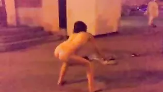 Drunk Russian teen goes wild, strips naked in public!
