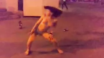Drunk Russian teen goes wild, strips naked in public!