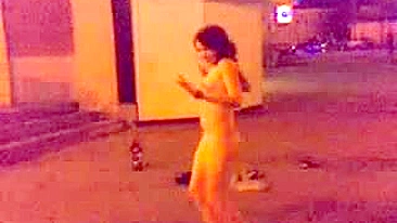 Drunk Russian teen goes wild, strips naked in public!