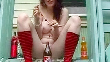 Drunk Teens Go Wild on Camera, Fucking like animals with beer bottles and other sexy toys!