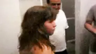 Fucking Shitfaced Drunk Latina Sluts in a Public Bathroom Gangbang
