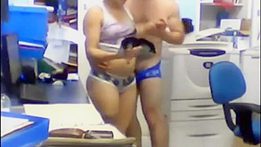 Hidden Cam Couple's Steamy Sex session on the job!