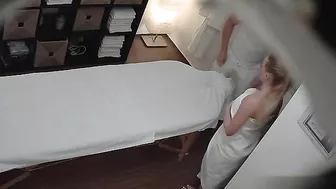 Seductive Masseuse Gets Naughty on Hidden Cam with Female Client on Massage Table