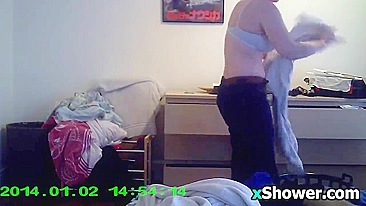 Sneaky Bro Catches Hot Sis Changing - Hidden Cam!