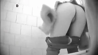 Russian college girls go wild in public restroom stalls!