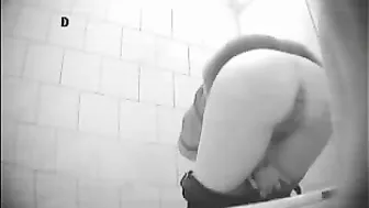 Russian college girls go wild in public restroom stalls!