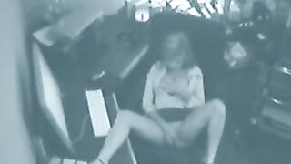 Slutty Secretary Gets Caught Fingering Herself on Office Security Camera