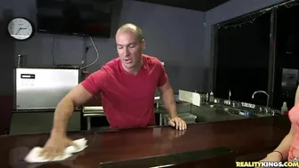 Tricky barman with stack of cash motivates Latina chick to open cunny for his joystick