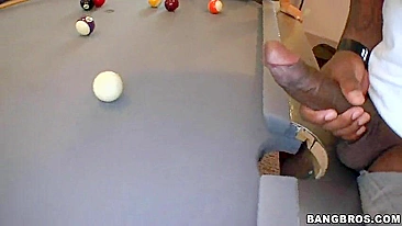 Huge black schlong is much better for sucking than billiard