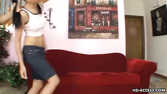 Pig-tailed girl Tristan Kingsley obediently sucks and rides hard dick