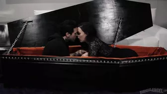 Brunette babe Whitney Wright gives trimmed pussy to pushy undertaker Small Hands doing it on coffin