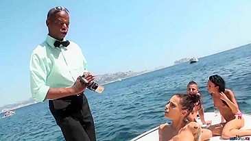 Charming French misses Nikita Bellucci and Joyce Exess have a sex trip on yacht off the coast of Greece