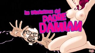 Ugly Padre Damian inseminated brunette girl's pierced pussy