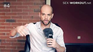 Sex education lesson of bald dude and petite girl in bathroom