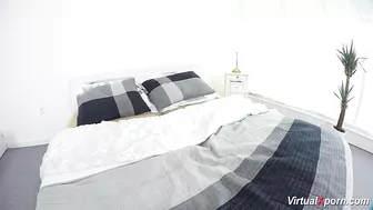 Pretty lassie caresses her wonderful sissy in bed