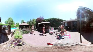 Stunning brunette chicks fucked well in outdoor VR video