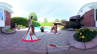 Stunning brunette chicks fucked well in outdoor VR video