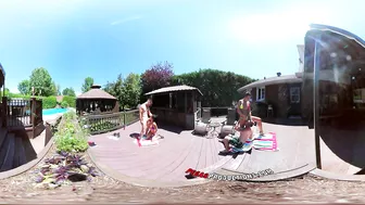 Stunning brunette chicks fucked well in outdoor VR video