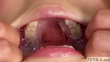 Japanese girl got full mouth of cum and used it for gargling