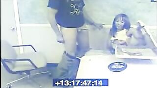 Sexy Secretary Gives Amazing Blowjob to Boss on Security Cam