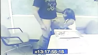 Sexy Secretary Gives Amazing Blowjob to Boss on Security Cam