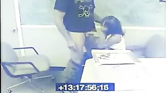 Sexy Secretary Gives Amazing Blowjob to Boss on Security Cam