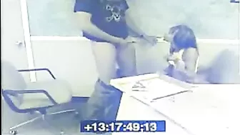 Sexy Secretary Gives Amazing Blowjob to Boss on Security Cam