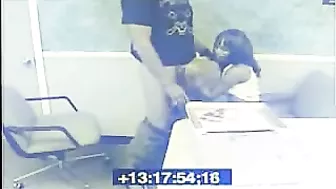 Sexy Secretary Gives Amazing Blowjob to Boss on Security Cam