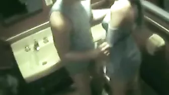 Young Lovers Get Freaky in Public restroom! Must-see Hidden cam footage!