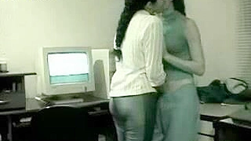 Young Lesbians Get Intimate at Work!