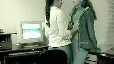 Young Lesbians Get Intimate at Work!