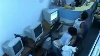 Unleash Your Fantasies! Couple's Public Sex in Internet Cafe with Workers Watching