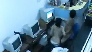 Unleash Your Fantasies! Couple's Public Sex in Internet Cafe with Workers Watching