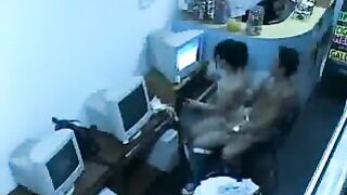 Unleash Your Fantasies! Couple's Public Sex in Internet Cafe with Workers Watching