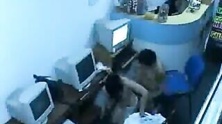 Unleash Your Fantasies! Couple's Public Sex in Internet Cafe with Workers Watching