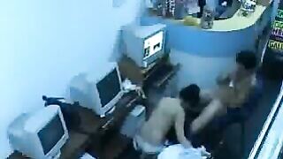 Unleash Your Fantasies! Couple's Public Sex in Internet Cafe with Workers Watching