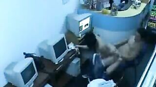 Unleash Your Fantasies! Couple's Public Sex in Internet Cafe with Workers Watching