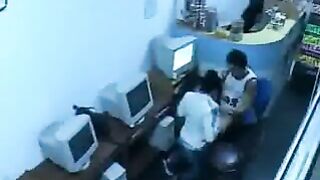 Unleash Your Fantasies! Couple's Public Sex in Internet Cafe with Workers Watching