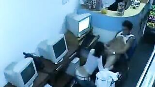 Unleash Your Fantasies! Couple's Public Sex in Internet Cafe with Workers Watching