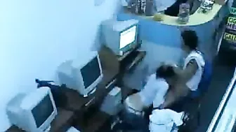 Unleash Your Fantasies! Couple's Public Sex in Internet Cafe with Workers Watching